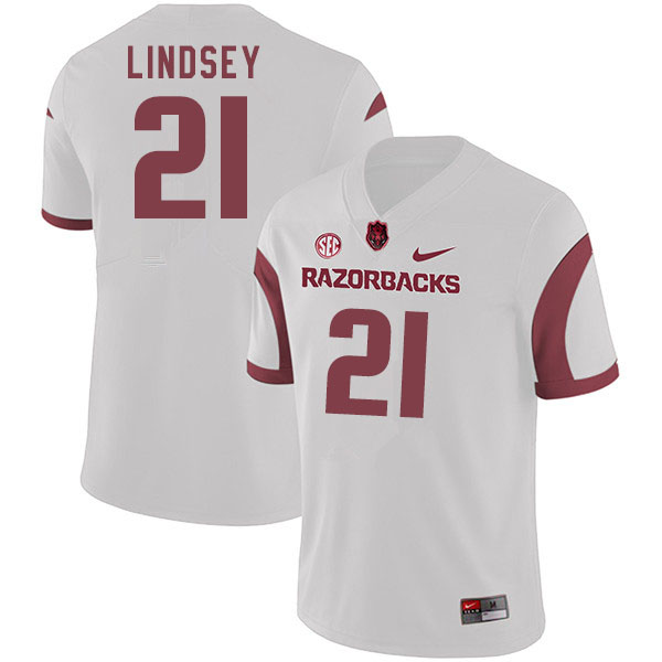 Men #21 Jack Lindsey Arkansas Razorbacks College Football Jerseys Sale-White